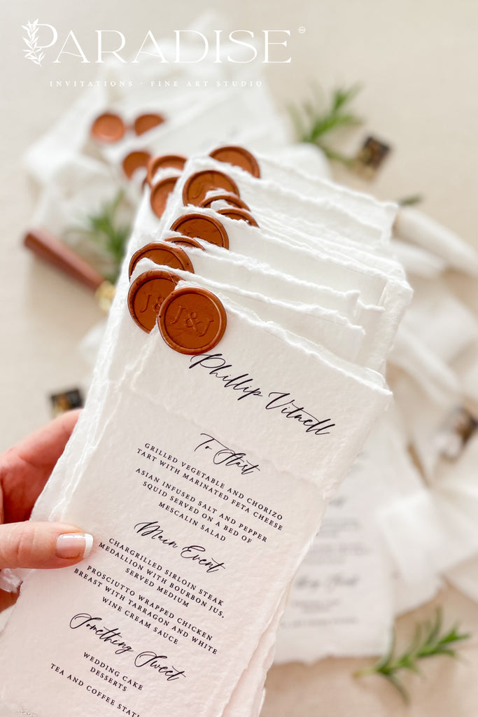 Callie Handmade Paper Wedding Menus