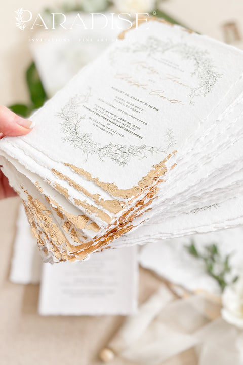 Announce your special day with the serene beauty of our garden wedding stationery set. This collection features a delicate golden leaf on each invite, adding a touch of timeless elegance and luxury. Perfect for a lush garden ceremony, an intimate outdoor reception, or any couple who appreciates a subtle yet romantic and sophisticated aesthetic. The unique design of this timeless romantic stationery is sure to set a beautiful and memorable tone for your celebration.