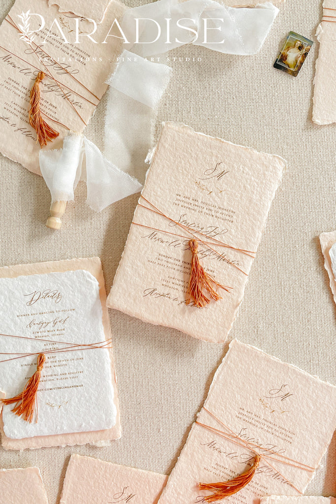 Allegra Colored Handmade Paper Wedding Invitation Sets