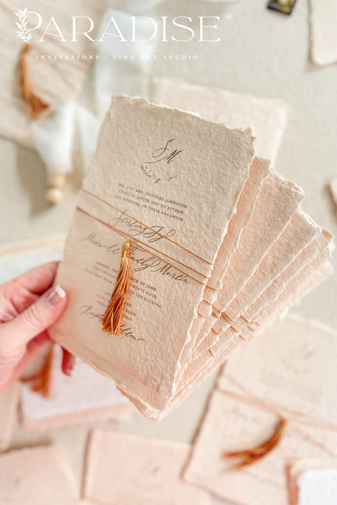 Allegra Colored Handmade Paper Wedding Invitation Sets