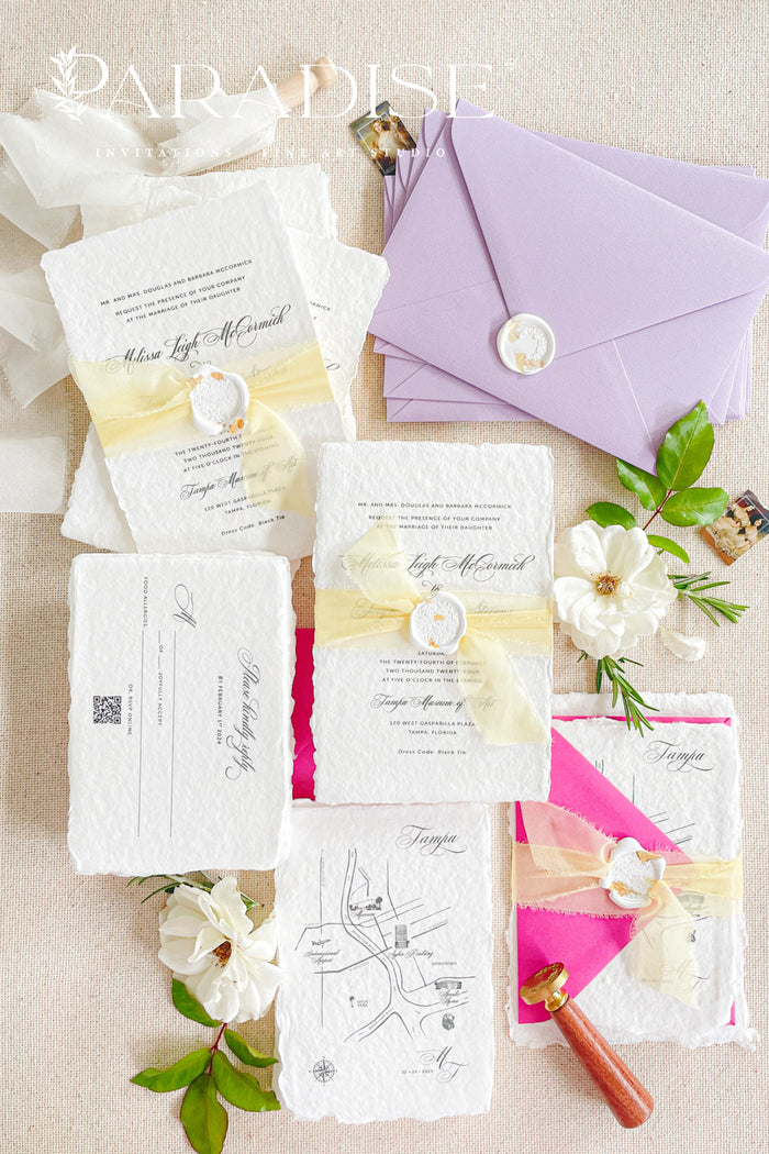 Zara Handmade Paper Wedding Invitation Sets