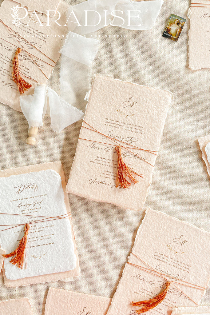 Allegra Colored Handmade Paper Wedding Invitation Sets