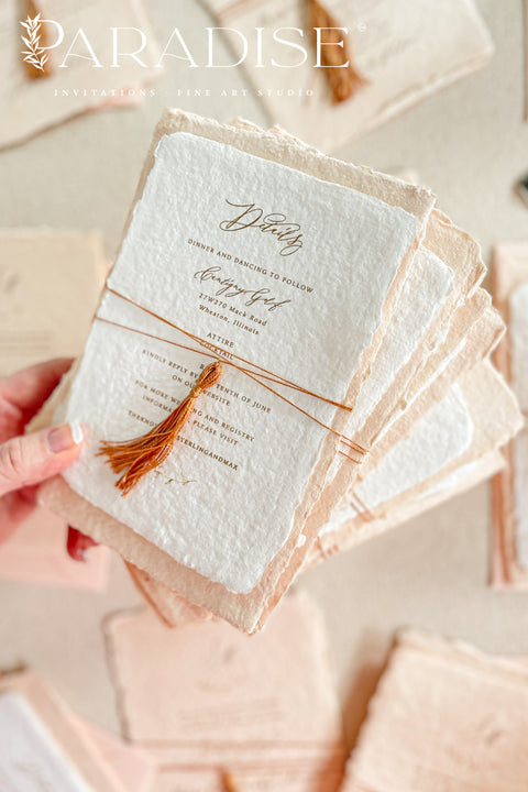 Allegra Colored Handmade Paper Wedding Invitation Sets