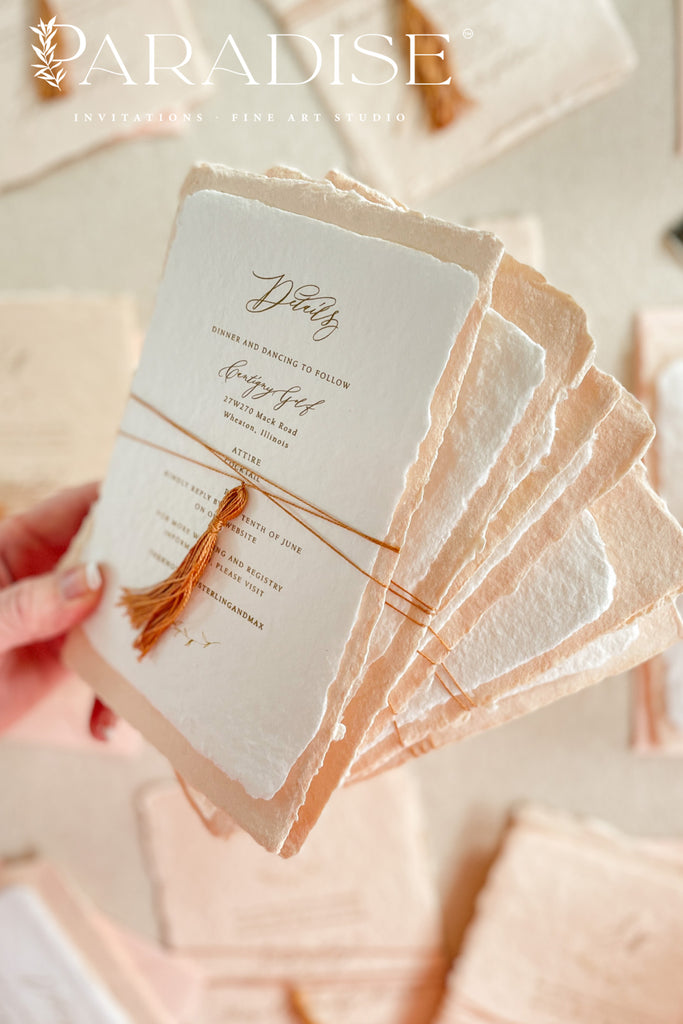 Allegra Colored Handmade Paper Wedding Invitation Sets