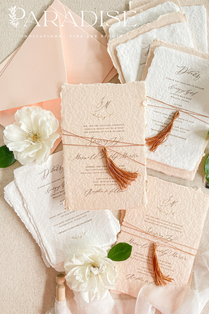 Allegra Colored Handmade Paper Wedding Invitation Sets