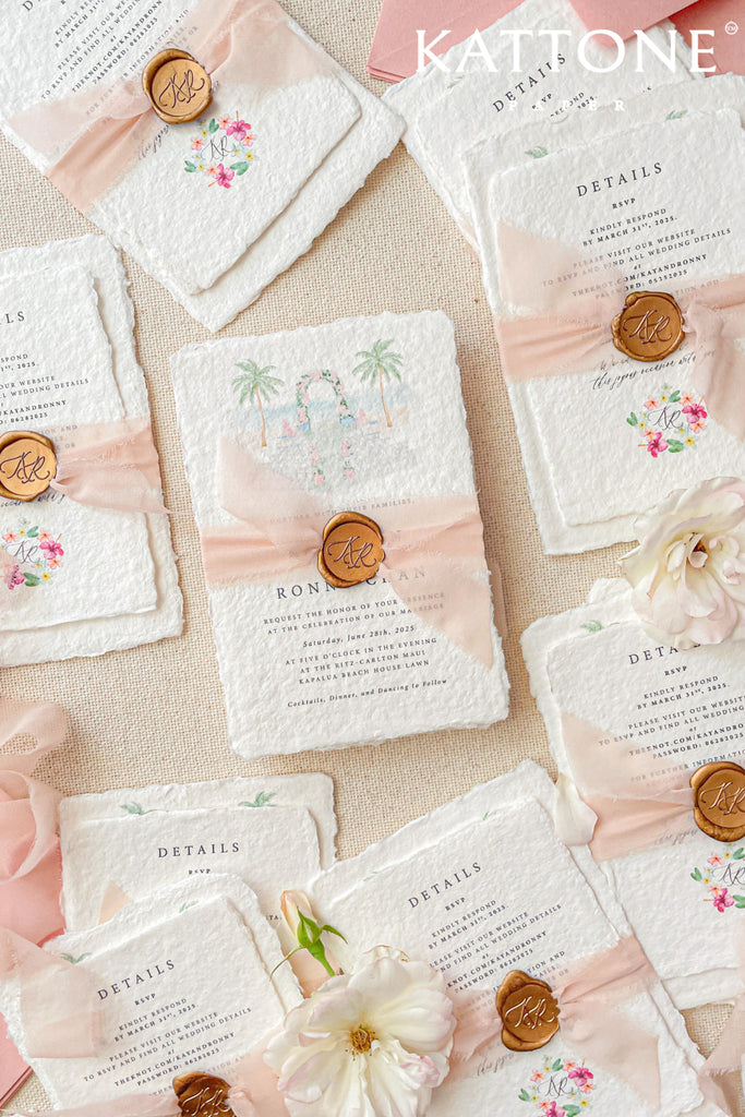 Oriana Handmade Paper and Watercolor Wedding Venue Wedding Invitations