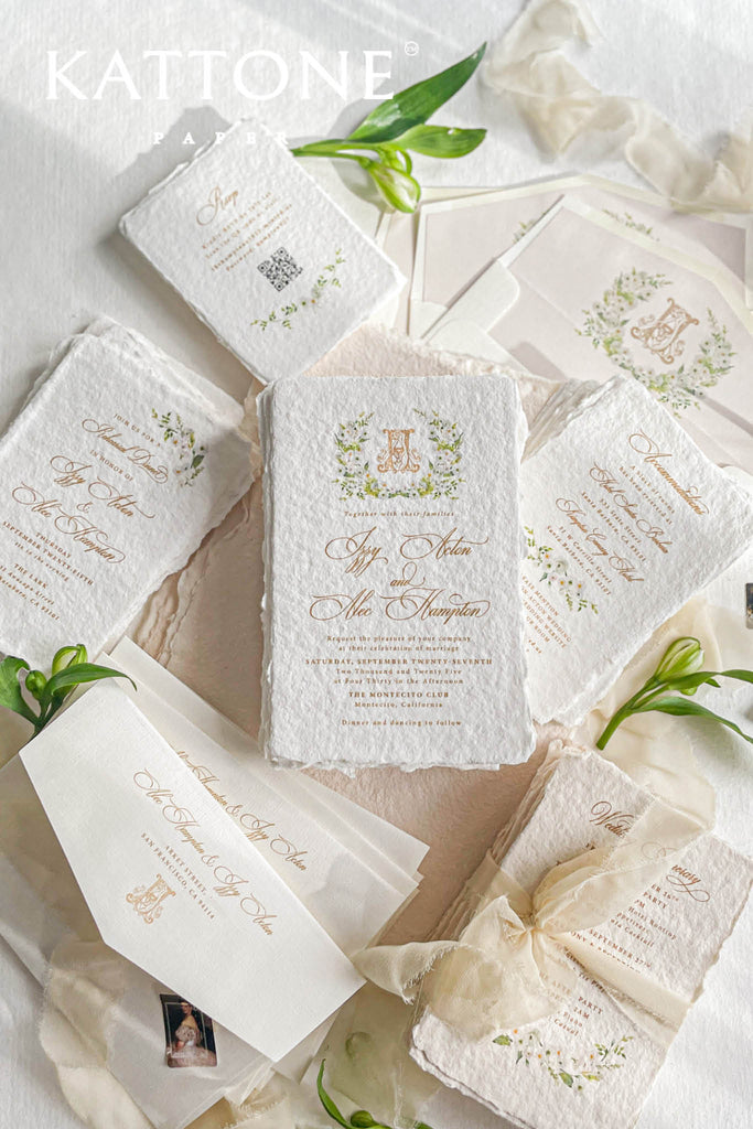 Ellasandra Handmade Paper Wedding Invitation Suite