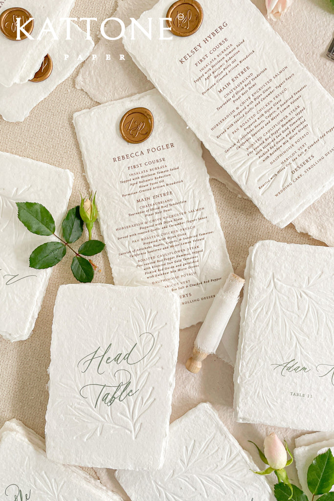 Leone Handmade Paper Wedding Menus