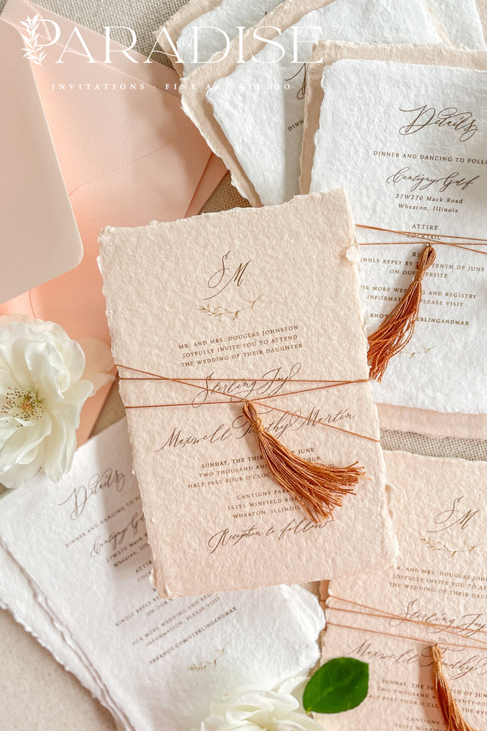 Allegra Colored Handmade Paper Wedding Invitation Sets