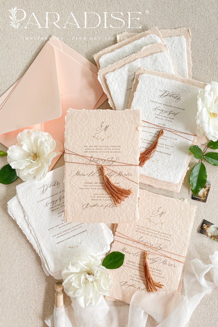 Allegra Colored Handmade Paper Wedding Invitation Sets