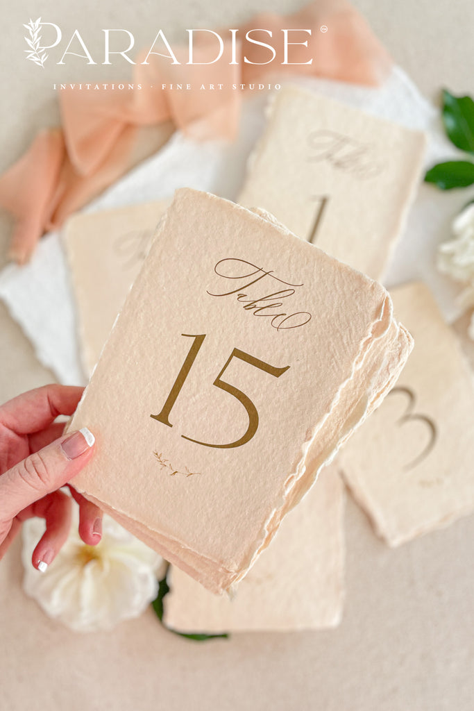 Elinda Colored Handmade Paper Table Numbers