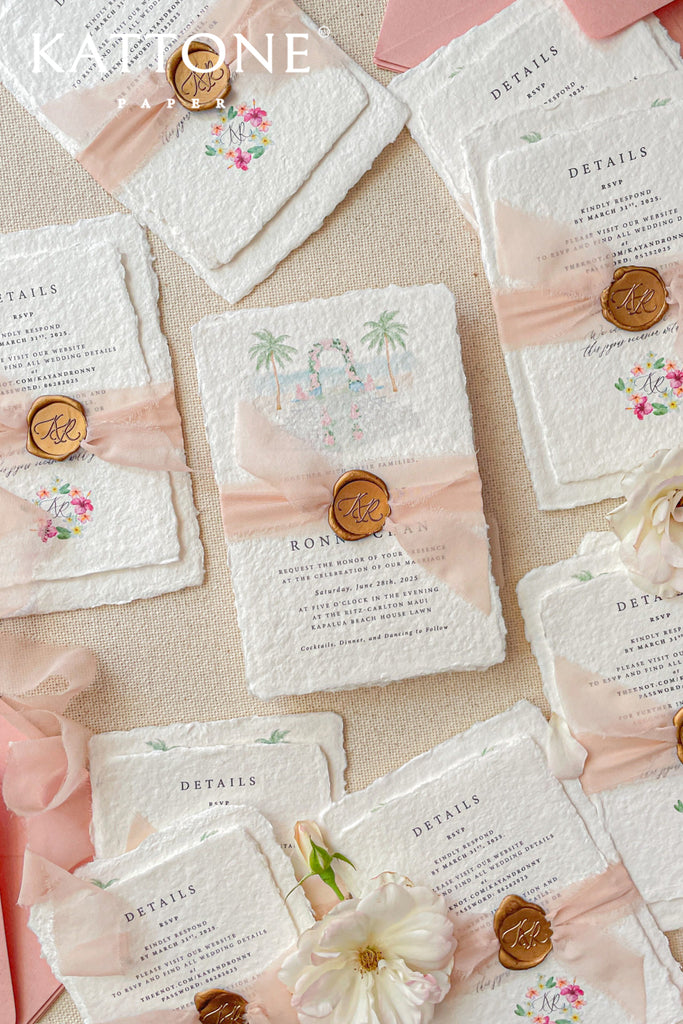 Oriana Handmade Paper and Watercolor Wedding Venue Wedding Invitations