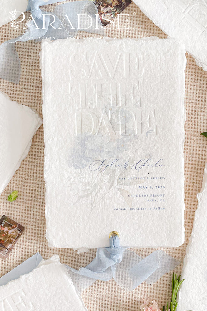 Morgan Embossed Handmade Save the Date Cards