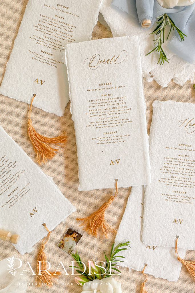 Emely Tassels Handmade Paper Wedding Menus