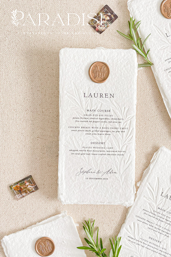 Genesis Embossed Handmade Wedding Menus