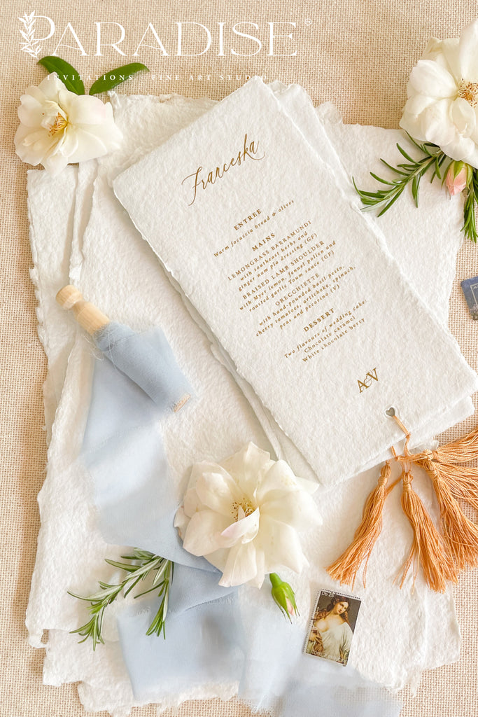 Emely Tassels Handmade Paper Wedding Menus