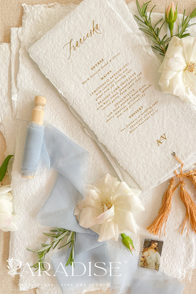 Emely Tassels Handmade Paper Wedding Menus