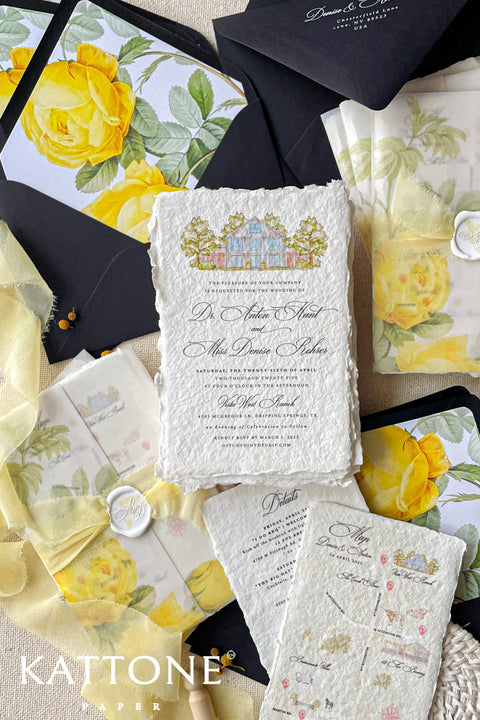 Set a timeless and deeply personal tone for your special day with this exquisite wedding invitation set. The elegant suite features a bespoke, hand-painted custom map illustration watercolor that beautifully guides your guests to your wedding location. More than just an invitation, this is a piece of timeless romantic stationery that your guests will cherish as a keepsake. The unique design tells a story of your journey together, making every element of the invitation truly meaningful.