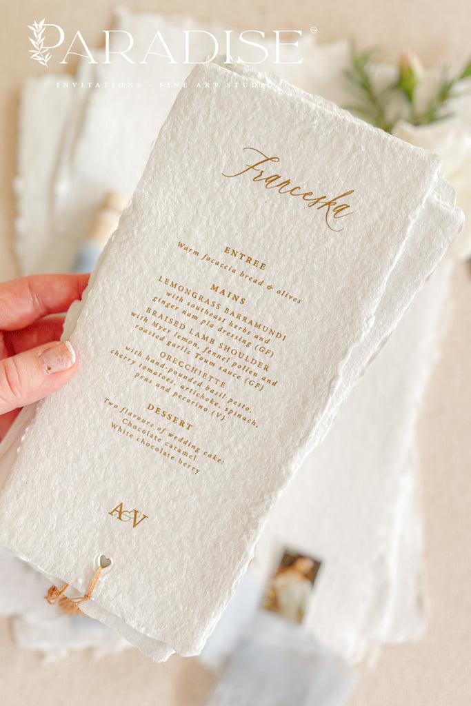 Emely Tassels Handmade Paper Wedding Menus