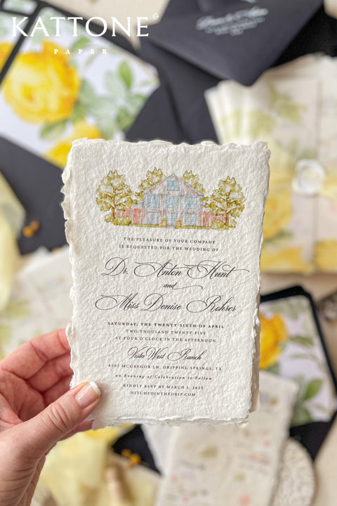 Set a timeless and deeply personal tone for your special day with this exquisite wedding invitation set. The elegant suite features a bespoke, hand-painted custom map illustration watercolor that beautifully guides your guests to your wedding location. More than just an invitation, this is a piece of timeless romantic stationery that your guests will cherish as a keepsake. The unique design tells a story of your journey together, making every element of the invitation truly meaningful.