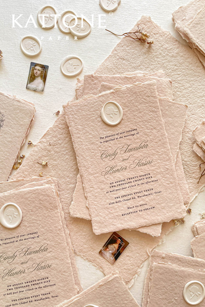 Fable Colored Handmade Paper Wedding Invitations
