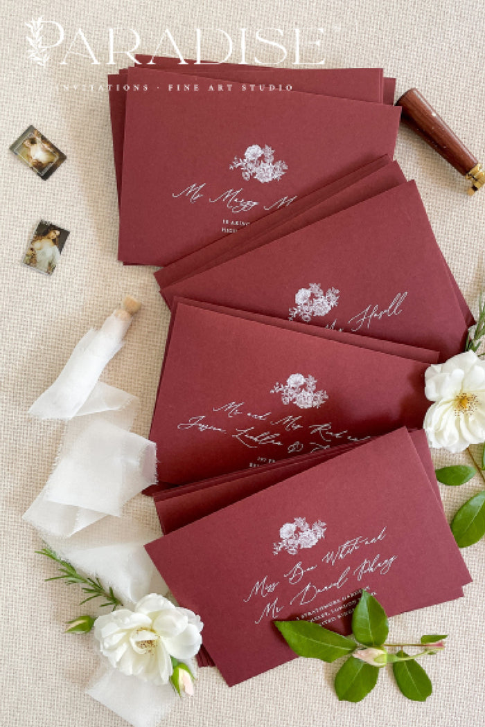 Burgundy Envelopes and White Ink Printing