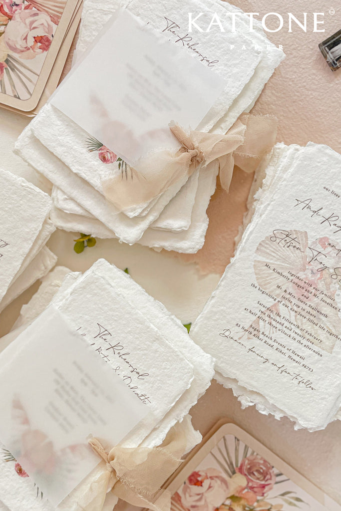 Keilani Handmade Paper Wedding Invitation Suite