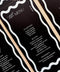 Black wedding menus with modern white typography and custom wax seal detail, styled for a rehearsal dinner or welcome event.