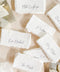 Bring timeless elegance to your event with our handmade paper place cards, crafted from luxurious cotton rag paper and finished with natural deckled edges. Each card features modern calligraphy and an organic fine-art texture, making them perfect for weddings, intimate dinners, bridal showers, or upscale celebrations. These artisan-crafted cards add softness, sophistication, and a beautifully refined touch to any tablescape.