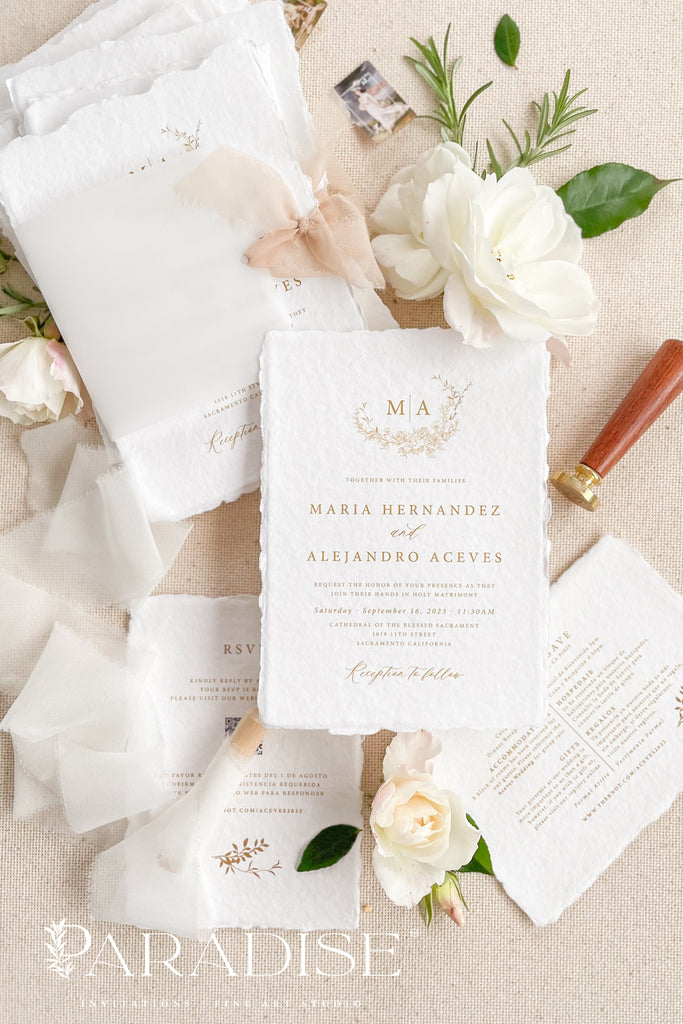 Esther Handmade Paper Wedding Invitation Sets