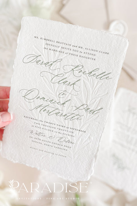 Introduce your love story with elegance and texture through our embossed handmade paper wedding invitations, beautifully designed for couples who appreciate timeless craftsmanship and fine details. Each invitation is crafted by hand using luxurious handmade cotton paper and finished with subtle raised embossing, creating a tactile experience your guests will remember.