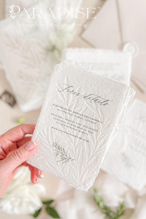 Introduce your love story with elegance and texture through our embossed handmade paper wedding invitations, beautifully designed for couples who appreciate timeless craftsmanship and fine details. Each invitation is crafted by hand using luxurious handmade cotton paper and finished with subtle raised embossing, creating a tactile experience your guests will remember.