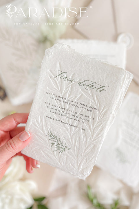Introduce your love story with elegance and texture through our embossed handmade paper wedding invitations, beautifully designed for couples who appreciate timeless craftsmanship and fine details. Each invitation is crafted by hand using luxurious handmade cotton paper and finished with subtle raised embossing, creating a tactile experience your guests will remember.