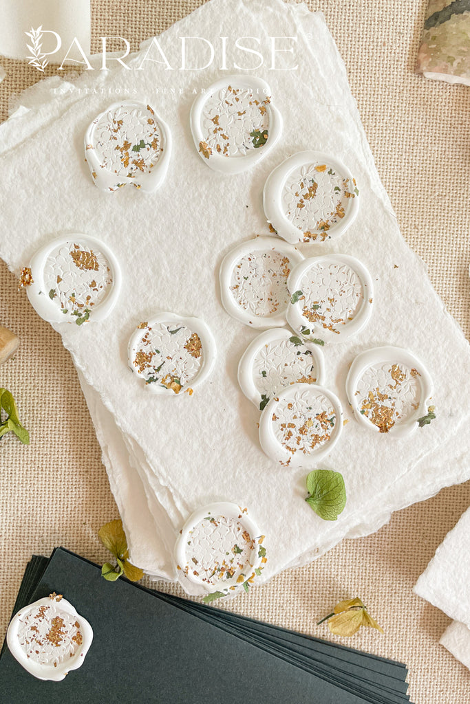 White Wax Seals with Golden Leaf