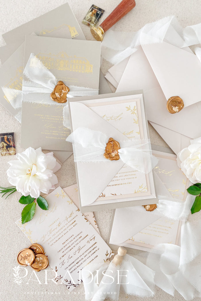 Maria Gold Foil Wedding Invitation Sets