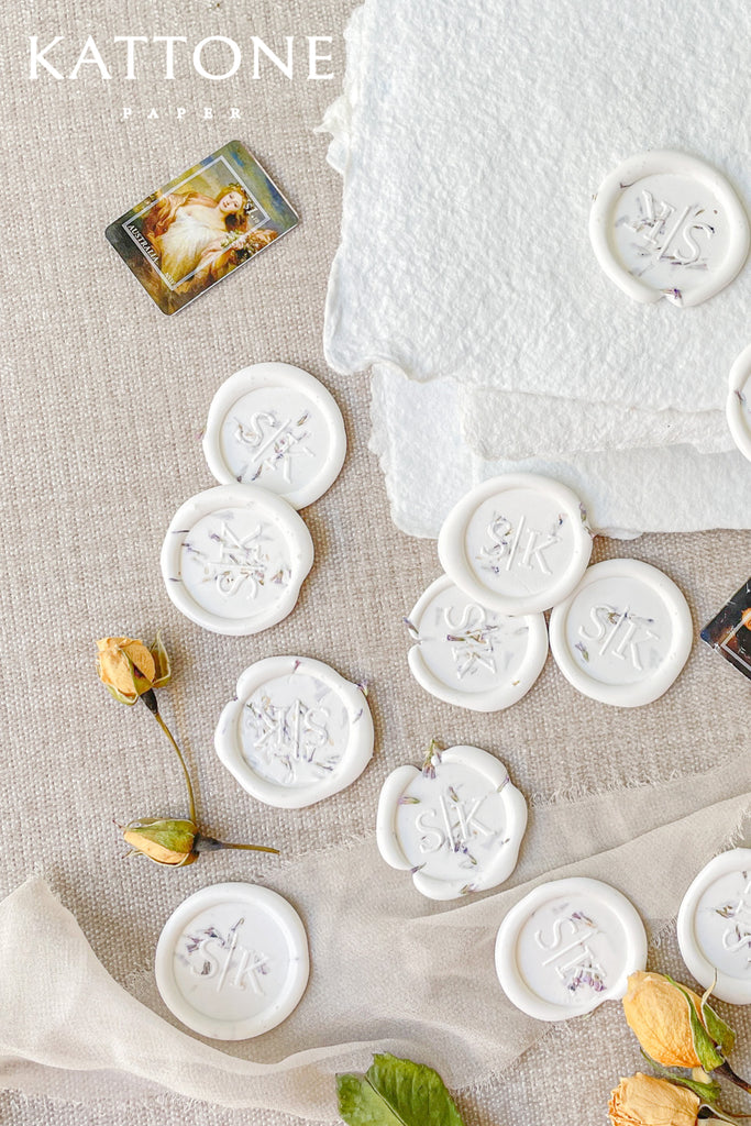 Custom White Wax Seals with Dry Leaves