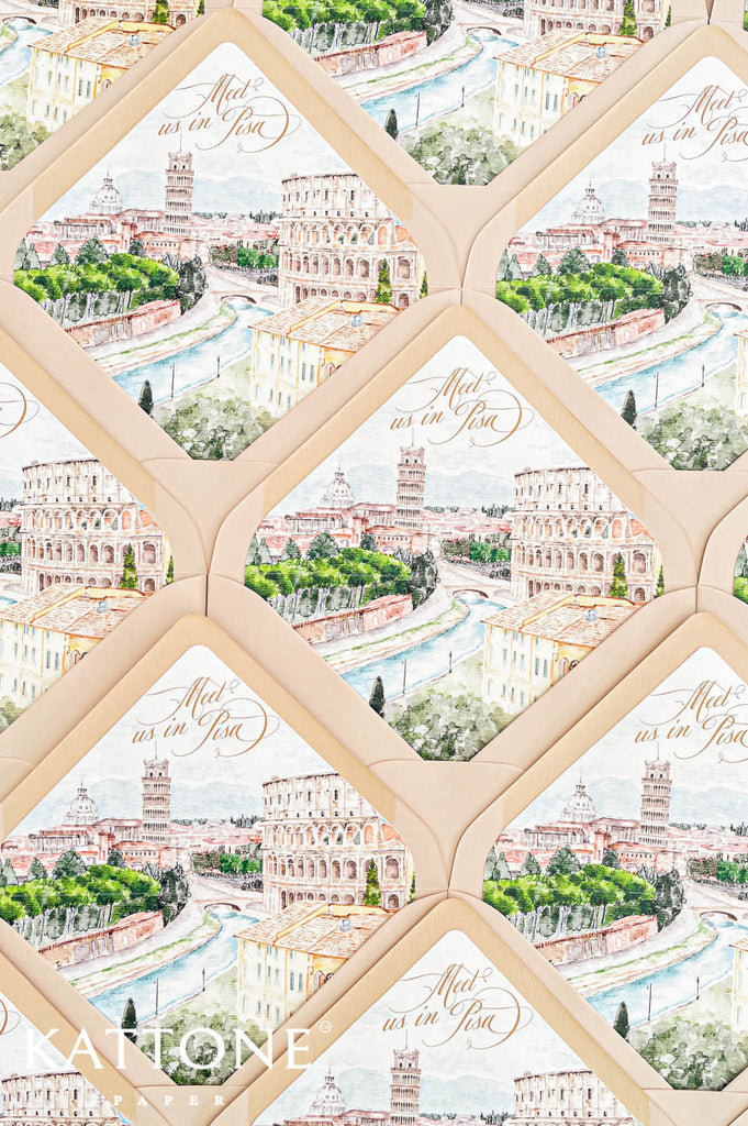 Premium wedding envelopes with custom illustrated liners designed for elegant and bespoke wedding stationery.