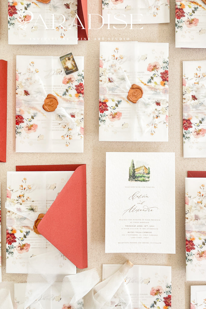 Daniela Watercolor Venue Wedding Invitation Sets