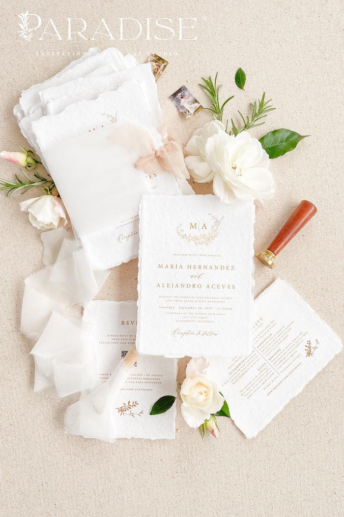 Esther Handmade Paper Wedding Invitation Sets