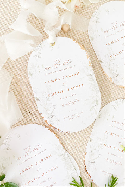 Make a lasting first impression with our Double Arch Save the Date cards, a modern yet timeless design crafted for couples who value artistry and refinement. Printed on luxury textured cardstock with subtle botanical detailing, these cards feature a unique arched silhouette, shimmering gold foil lettering, and a hand-stamped wax seal - the perfect harmony of elegance and contemporary design.