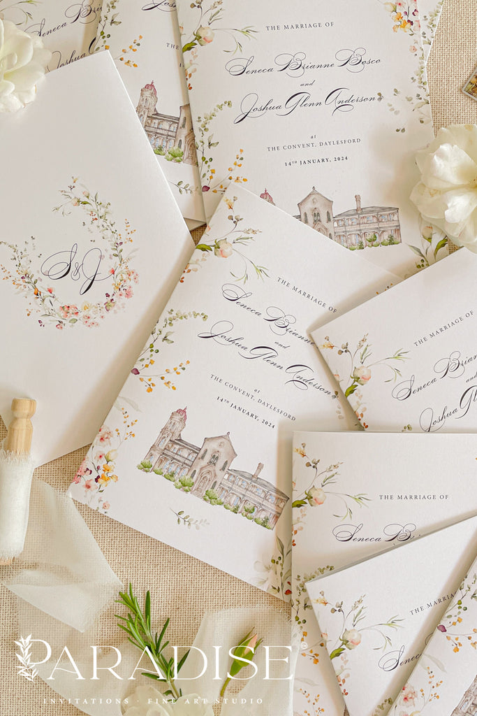 Heaven Watercolor Venue Wedding Programs