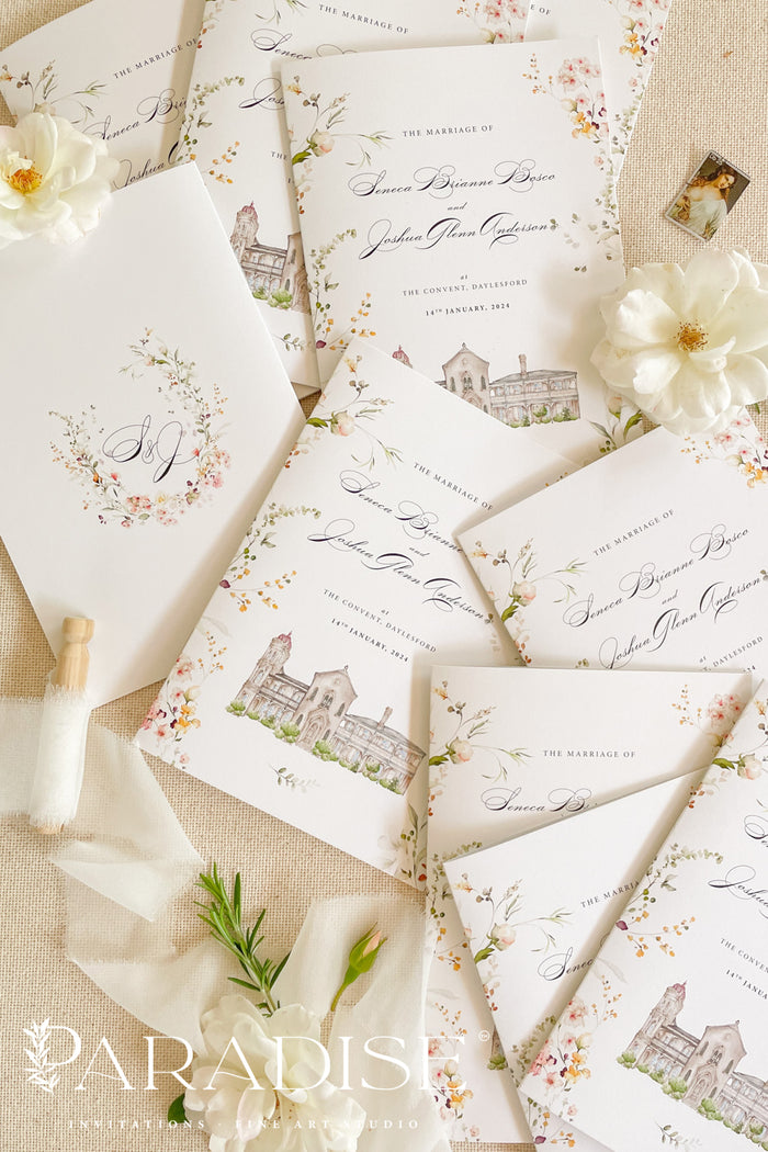 Heaven Watercolor Venue Wedding Programs