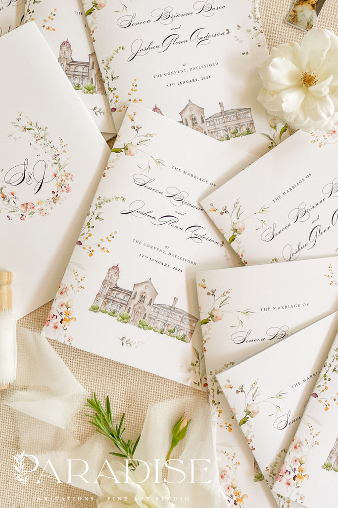 Heaven Watercolor Venue Wedding Programs