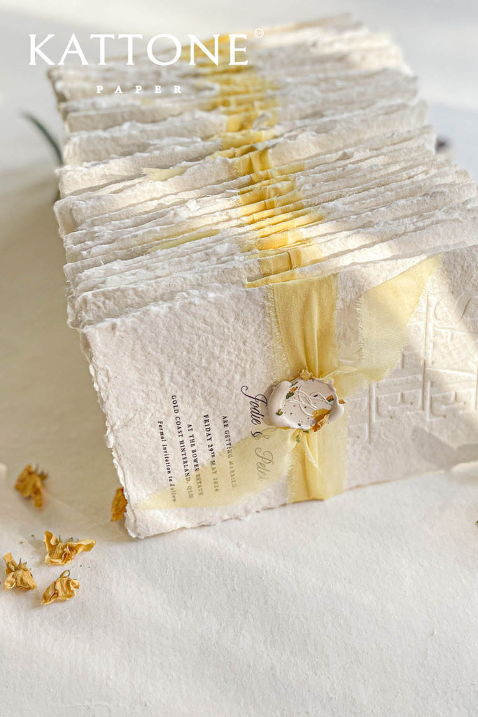 Darcy Handmade Paper Save the Date Cards