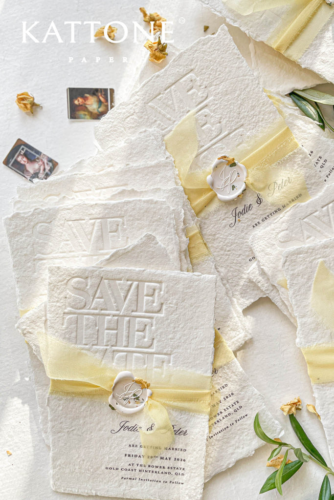 Darcy Handmade Paper Save the Date Cards