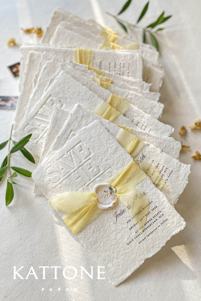 Darcy Handmade Paper Save the Date Cards