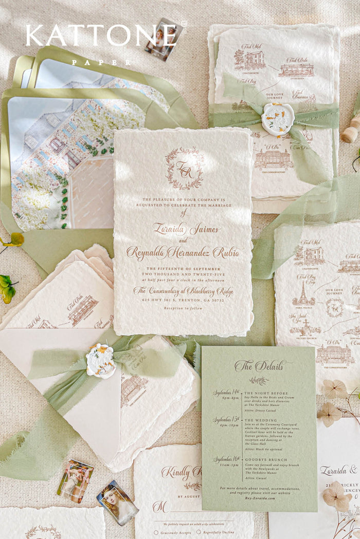Victoria Handmade Paper Wedding Invitation Suite