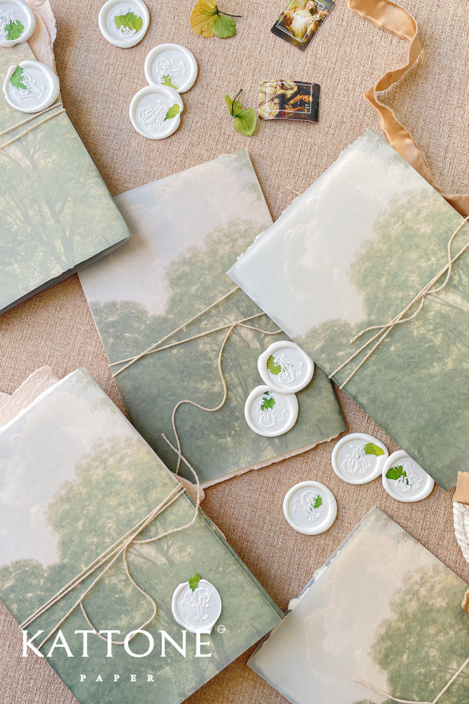 Custom White Wax Seals with Dry Leaves