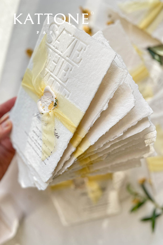 Darcy Handmade Paper Save the Date Cards
