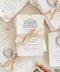 Invite your guests to your special day with the artful and personal charm of these custom wedding invitations. The unique suite features a beautiful, custom venue illustration sketch, hand-drawn by us to capture the essence of your wedding location. Designed with a light summer breeze theme and a boho chic aesthetic, this wedding stationery sets a warm, relaxed, and intimate tone for your upcoming celebration.